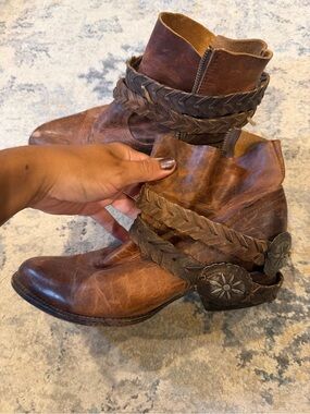 Freebird by Steven Brown Leather Braided Ankle Boots - Women US 8